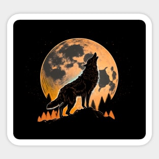 Howling Wolf At The Moon Night Wolf For Wolf Lovers And Moon Outdoors Addicts Sticker